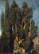 Oswald achenbach Cypresses in the Park at the Villa d-Este oil painting picture wholesale
